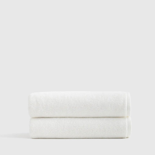 Turkish Ribbed Quick Dry Bath Towel (Set of 2) in White