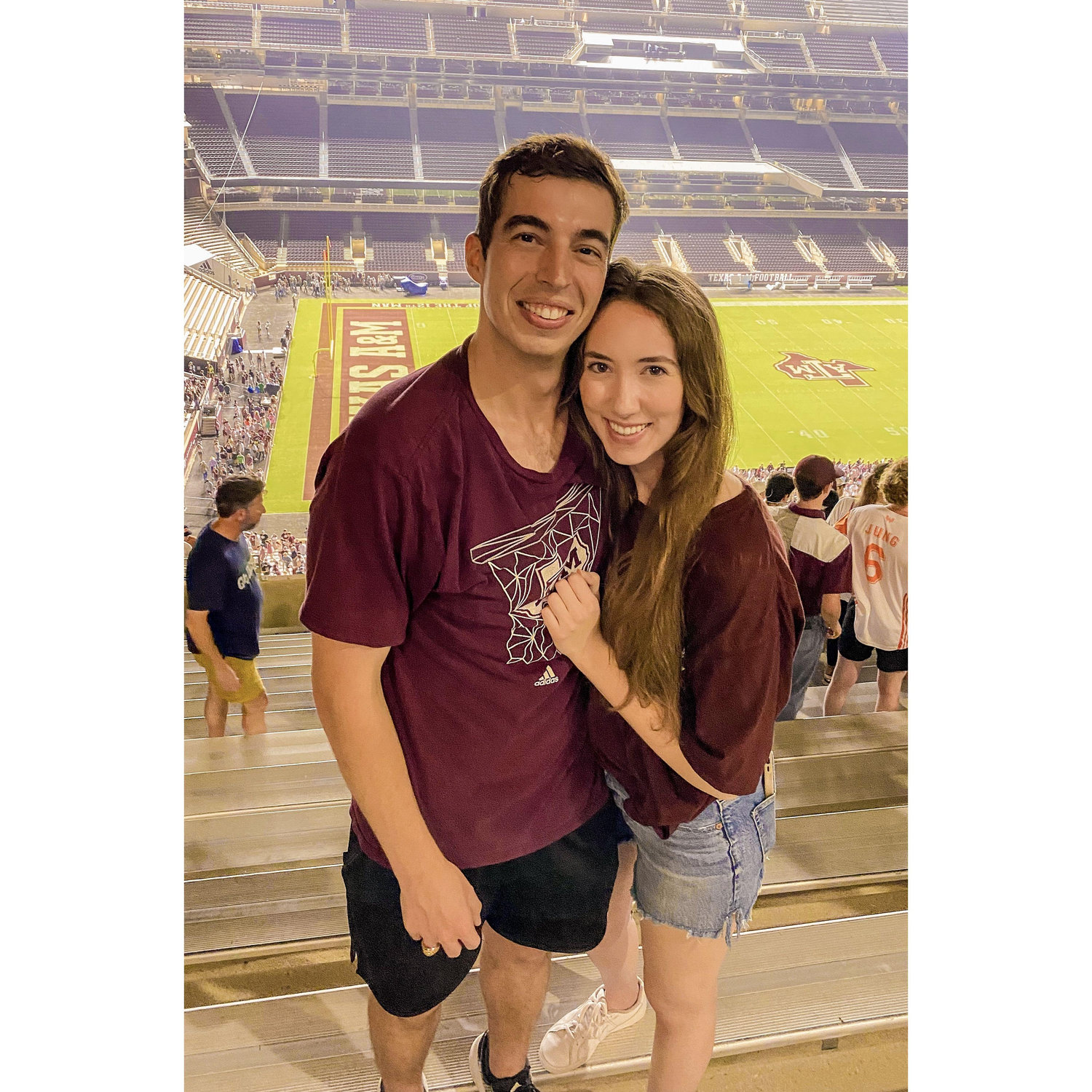 Ian's sister Rachel took this photo of us at the first Midnight Yell we went to in September 2024. This was also my first time visiting Ian's family and seeing College Station.