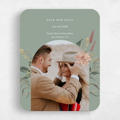 Green Rounded Wedding Save the Date - Monahan Photo