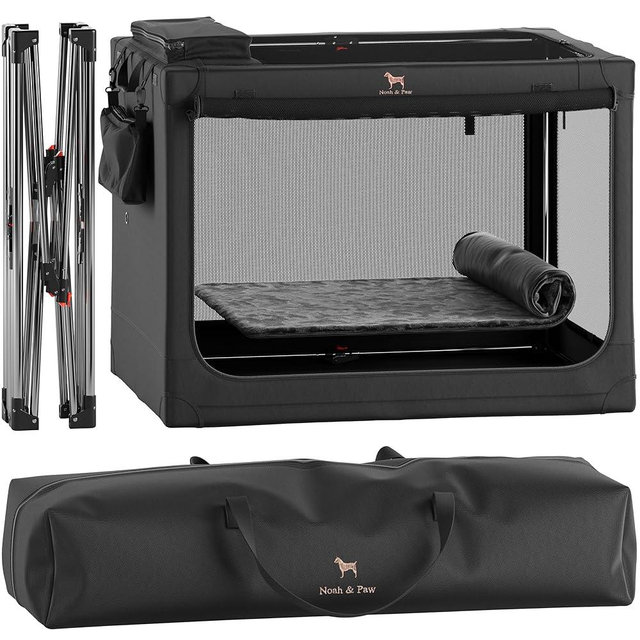 Noah & Paw Collapsible Dog Crate 42 Inch, XXL Dog Crate for XXL, XL, Large Breeds, Travel Kennel for Car, Includes Pet Mat for Pet Cage, 2 Storage Pockets, Handbag, 10mm Locking Zippers 42 * 31 * 31