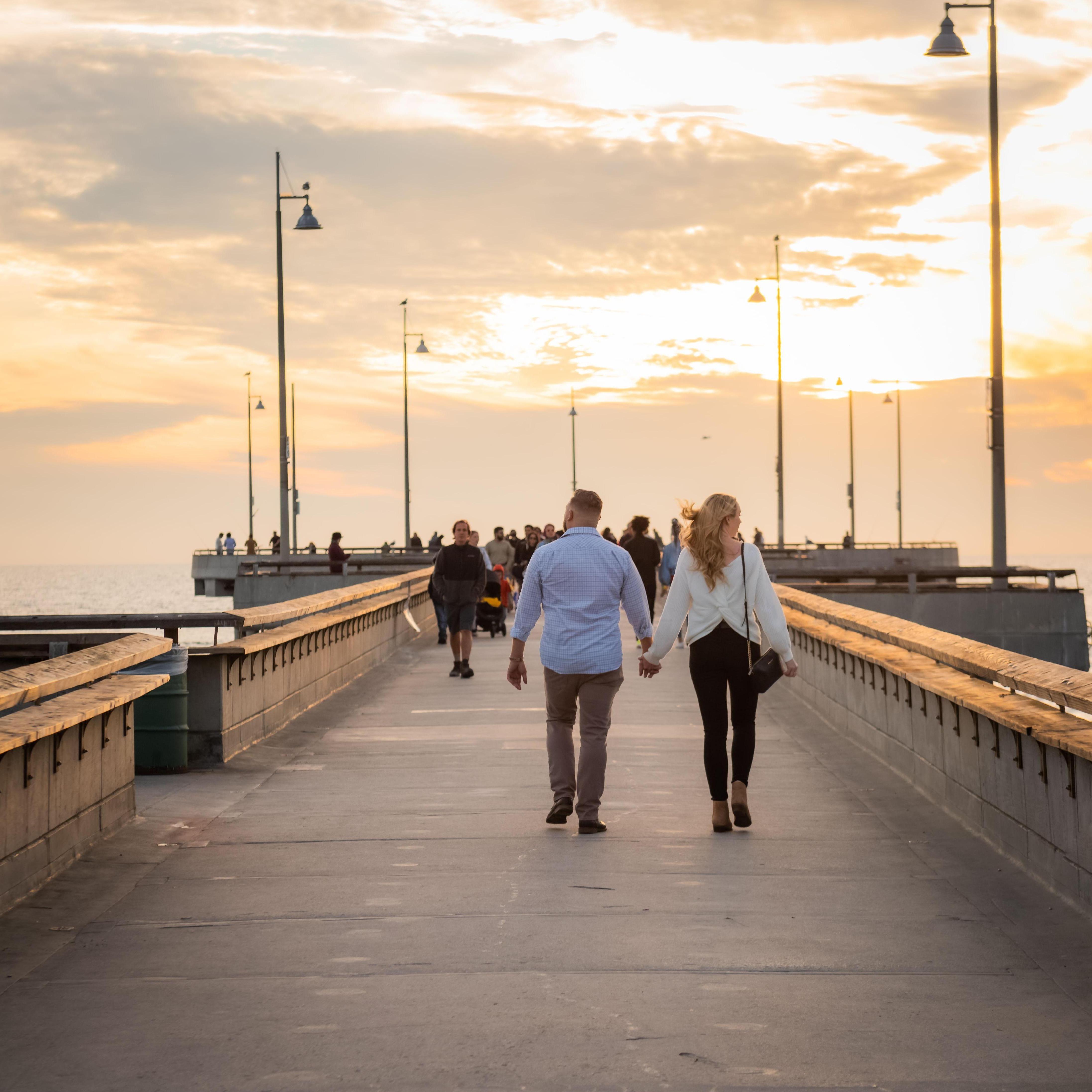 Walking down the Venice pier moments before Jake asked "Will you marry me?"