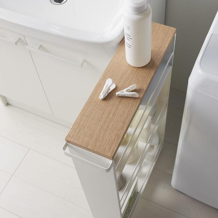 Yamazaki Tower Rolling Slim Bathroom Cart - White