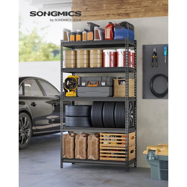 SONGMICS 5-Tier Storage Shelves, Heavy-Duty Garage Shelving, Adjustable Shelving Unit, Steel Shelf, 18 x 36 x 72 Inches