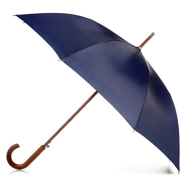 Totes Eco Auto Open Umbrella Classic Wooden J Stick Handle with Easy Grip - Windproof, Rainproof and Durable Canopy Design – Versatile Travel, Perfect for Rainy Days