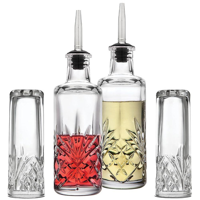 Godinger Oil and Vinegar Dispenser Cruet Set and Salt and Pepper Shakers Set, Condiment Pourer Bottle and Salt and Pepper Shaker - Dublin Crystal Collection…