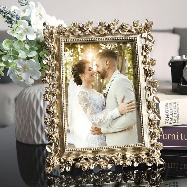 2 Pack of 5x7 Wedding Picture Frames - Gold
