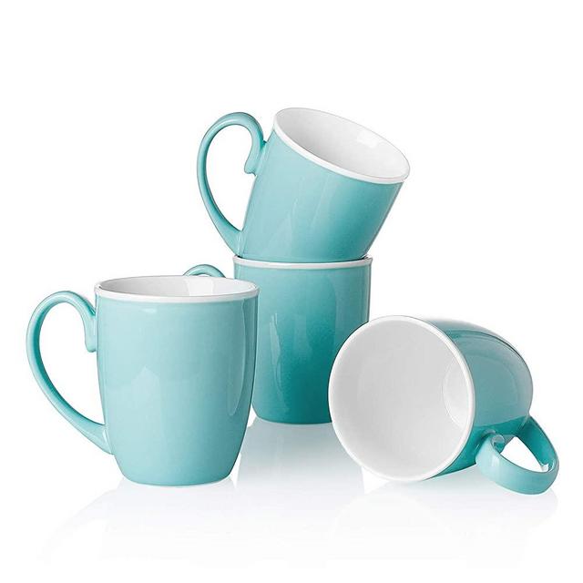 Sweese 617.402 Porcelain Mugs - 18 Ounce Large Coffee Mug for Tea, Cappuccino, Latte, Coffee, Cocoa, Set of 4, Turquoise