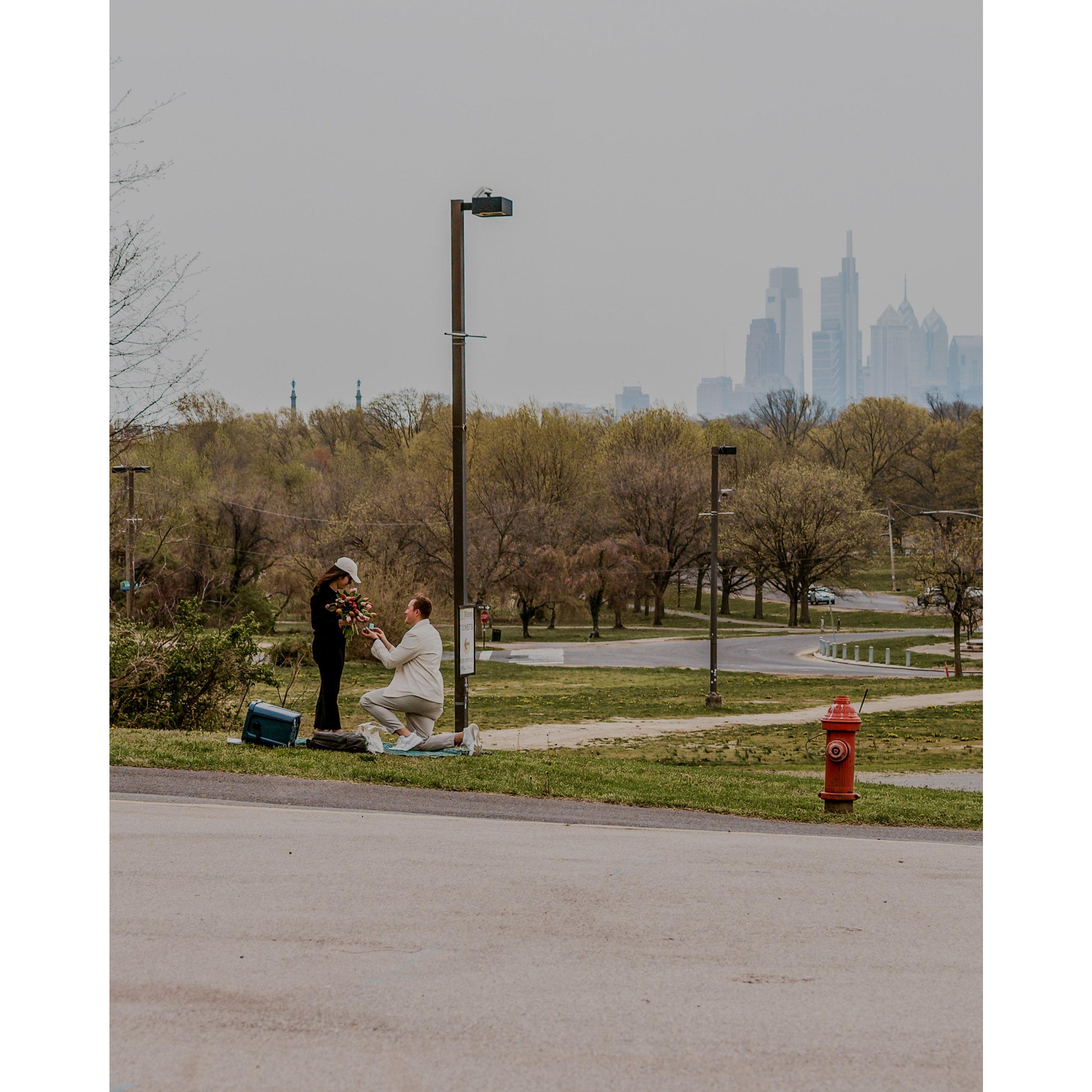 In front of the city where we fell in love