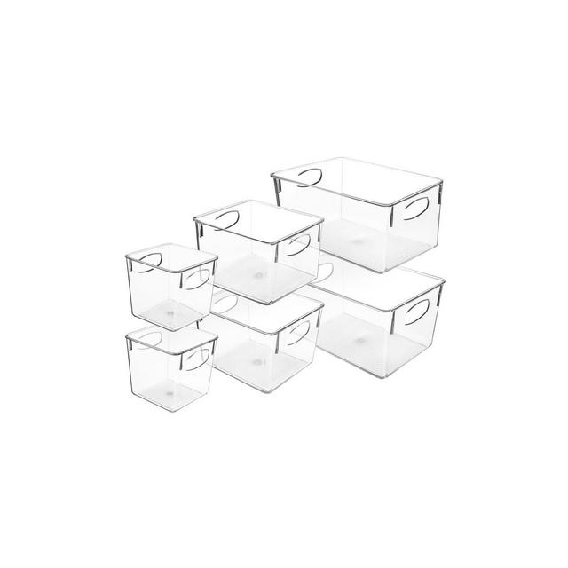 Sorbus 6 Piece Variety Pack Clear Acrylic Storage Bins - for Kitchen, Cabinet Organizer, Pantry & Refrigerator