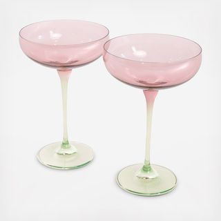 Estelle Colorblock Champagne Coupe, Set of 2