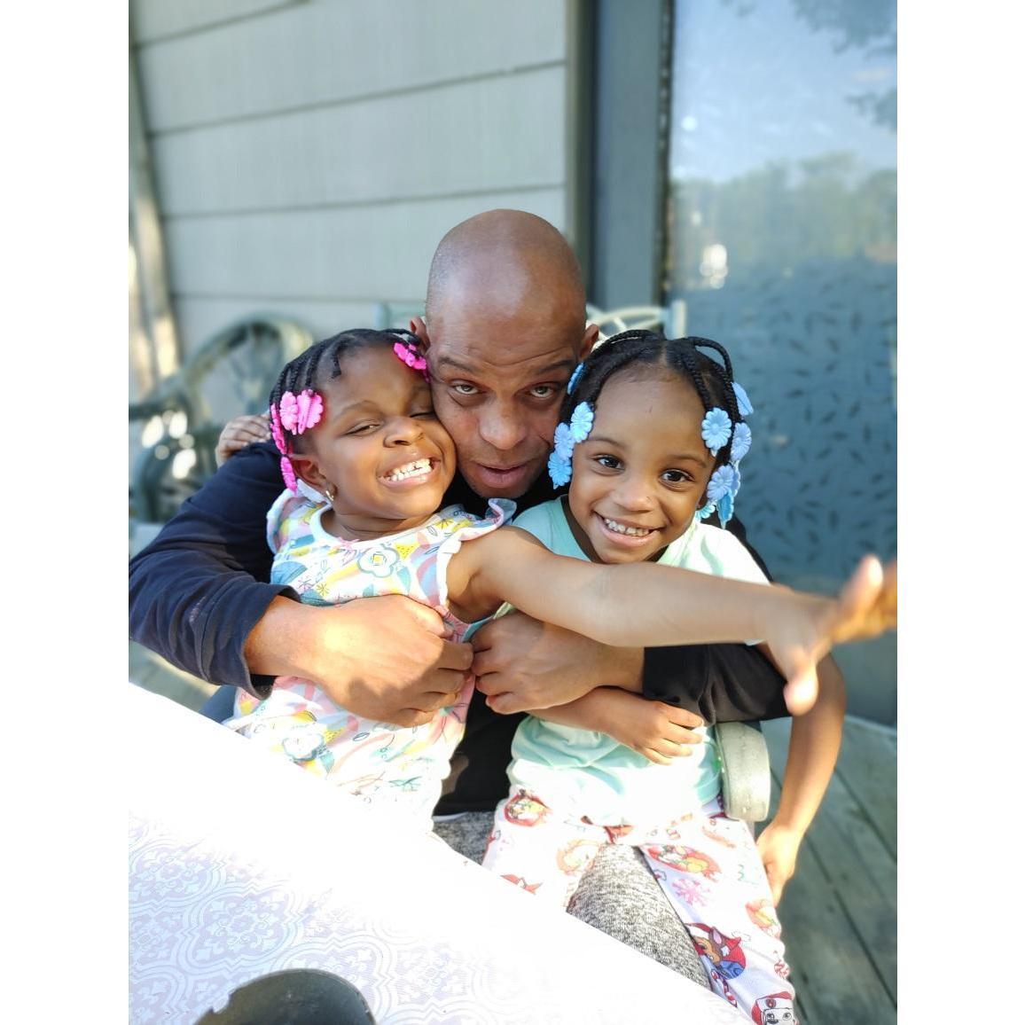 Tony being silly with our granddaughters Marie & Aubrey