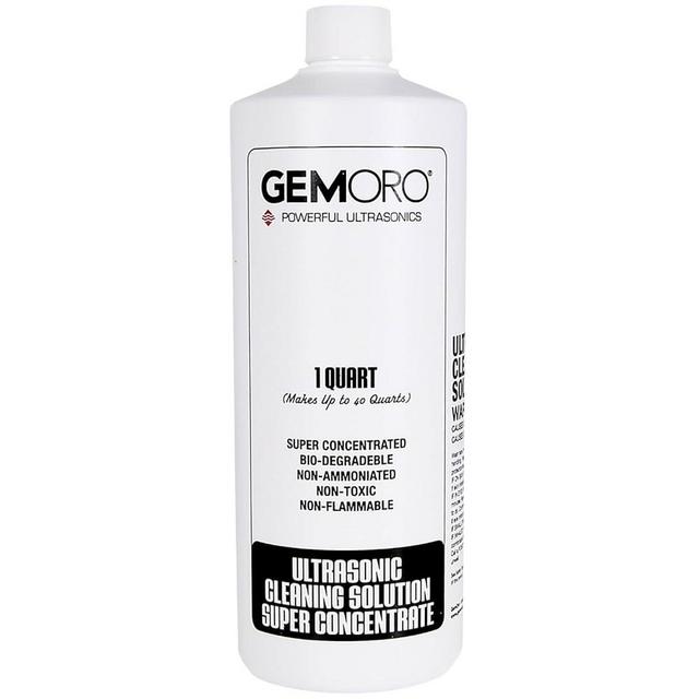 GemOro Jewelry Cleaner Solution Concentrate for Ultrasonic Machines | Professional Performance Liquid Cleans Rings Watches Glasses Earrings & Coins | Compatible with Diamond Gold & Silver (1 Quart)