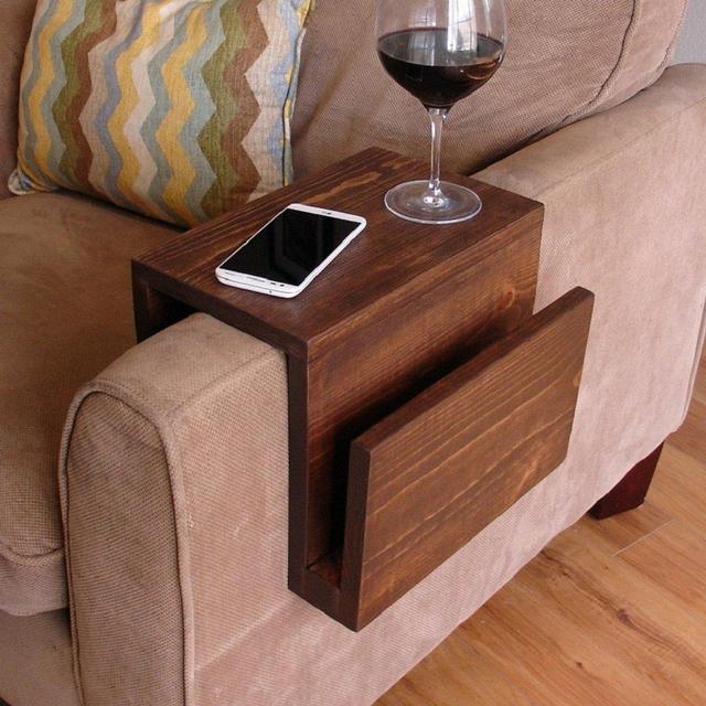 Simply Awesome Couch Sofa Arm Rest Wrap Tray Table with Side Storage Slot