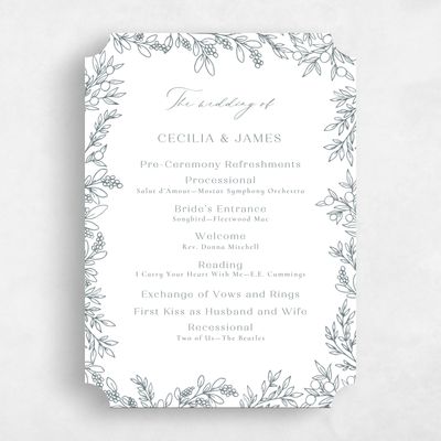 White Ticket Wedding Program - Vinehall