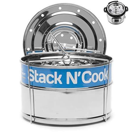 Original Stack N’ Cook Stackable Insert Pans - 6, 8 Qt Electric Pressure Cooker - Accessories for Instant Pot Baking, Lasagna Pans, Food Steamer, Pot in Pot - Interchangeable Lid
