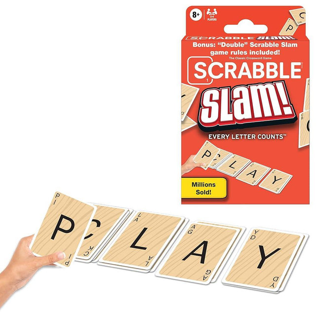 Scrabble Slam The Original 2000's Mega Hit Scrabble Card Game, Fast-Paced Card Game Version of Scrabble, for 2 to 4 Players, Ages 8+