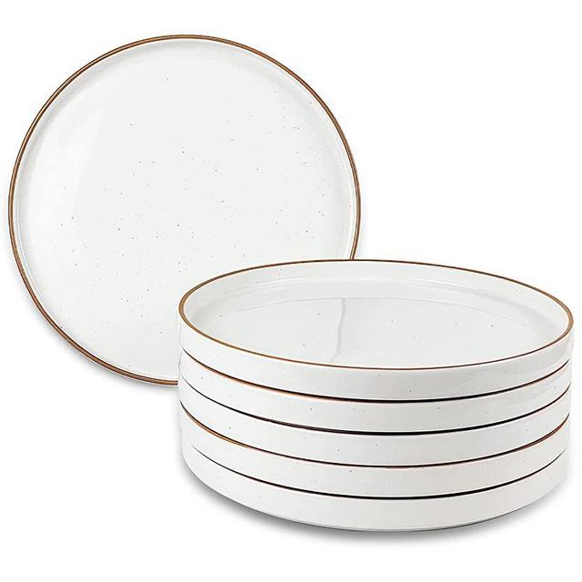 Mora Ceramic Wide Rimmed Soup Bowl 25oz, Set of 4 - For Pasta, Italian,  Spaghetti, Dipping Bread, Fancy Dinner etc. Large Plate/Bowls Hybrid For