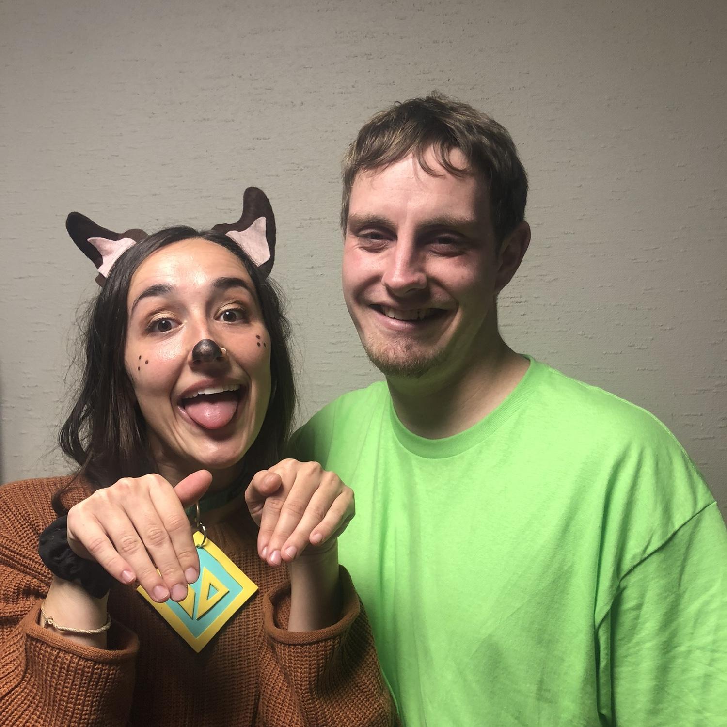 Scooby dooby doo! Our first planned couples costume Halloween 2022. (College involved an unplanned matching cheetah costume incident Halloween of 2012).