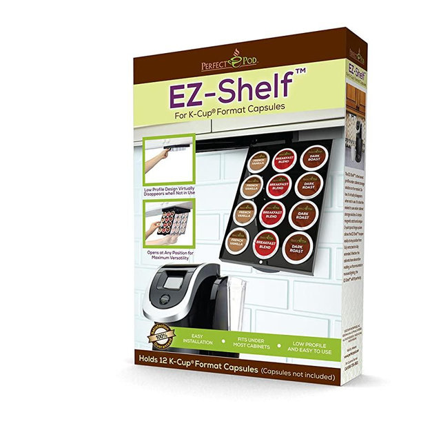 EZ-Shelf K-Cup Pod Holder Under Cabinet Drawer Storage Organizer | Compatible with Keurig Single K Cup Coffee Pod Capsules