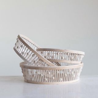 3-Piece Bamboo Wood Basket Set