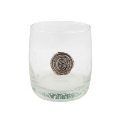 Double Old Fashion Pewter Initial Glass - H Initial