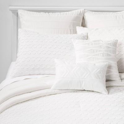 8pc King Mia Clip Jacquard Comforter Set White