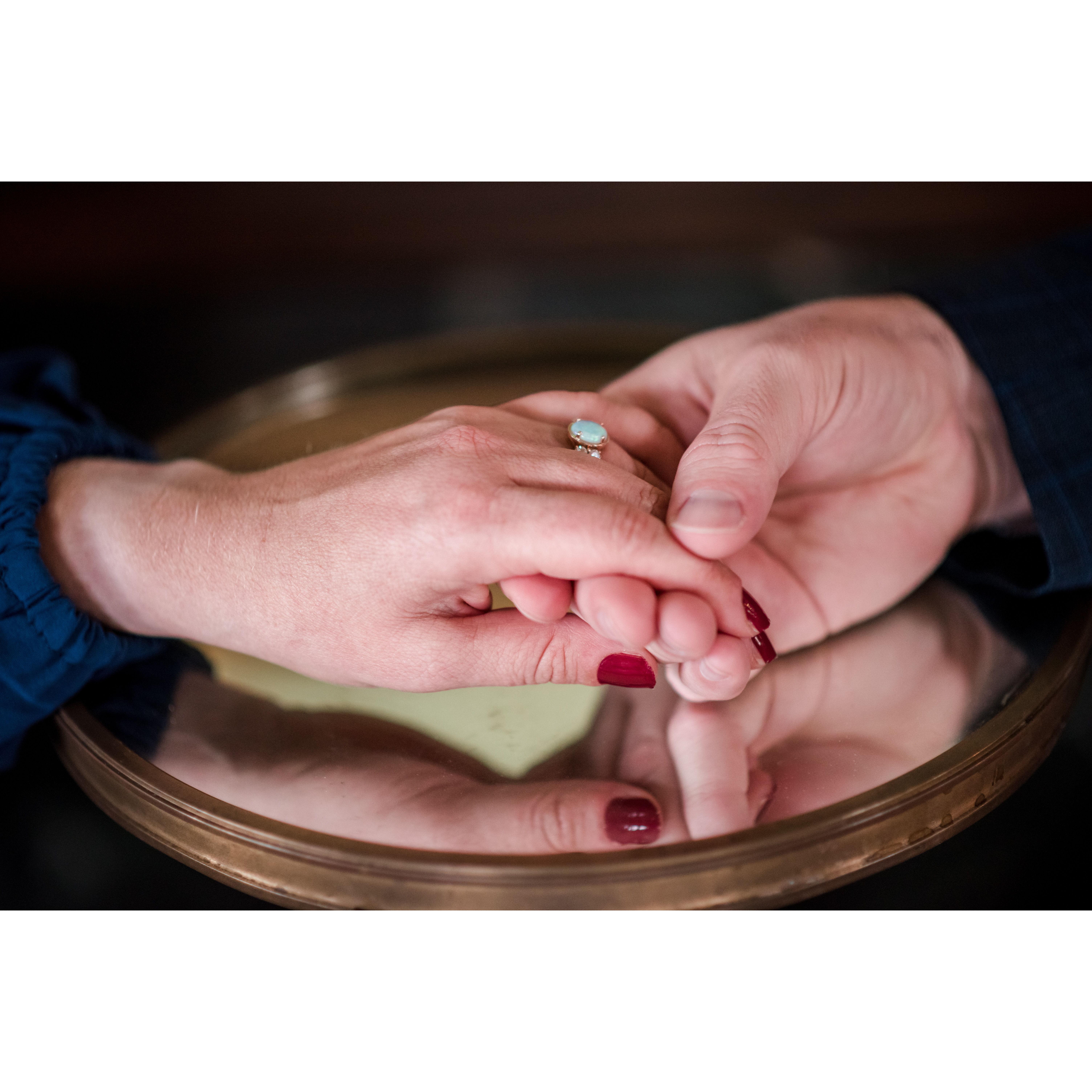 We designed Brittany's ring together inspired by an opal necklace that was her grandmother's.