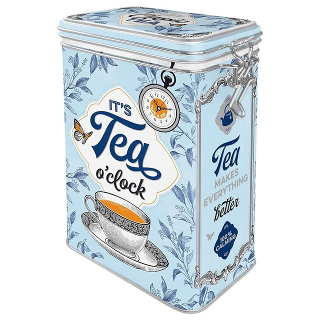 Nostalgic-Art Retro tea box, 44 oz, Classic Tea – Gift idea for tea fans, metal clip top can, vintage design