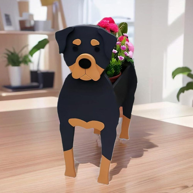 Dog Planter Plant Pots, Animal Shaped Planter Pot, Premium Garden Succulent Plant Pots Cute Dog Design, Storage Container Planters for Indoor (Rottweiler Planter)