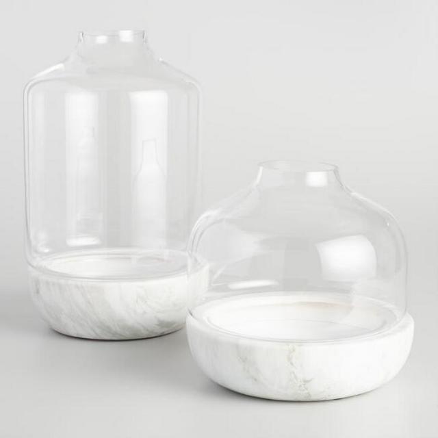 Clear Glass and Marble Terrarium 14"
