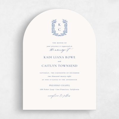 Blue Arch Wedding Invitation - Mirra Portrait