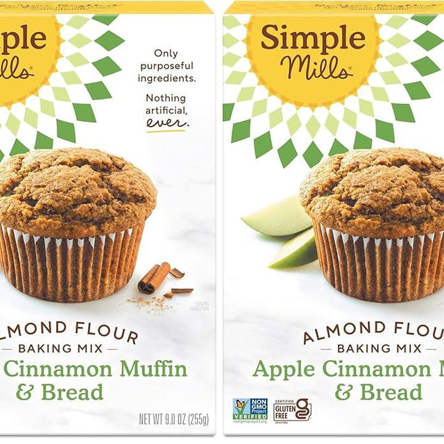 Simple Mills Almond Flour Baking Mix, Apple Cinnamon Muffin & Bread Mix - Gluten Free, Plant Based, Paleo Friendly, 9 Ounce (Pack of 2)