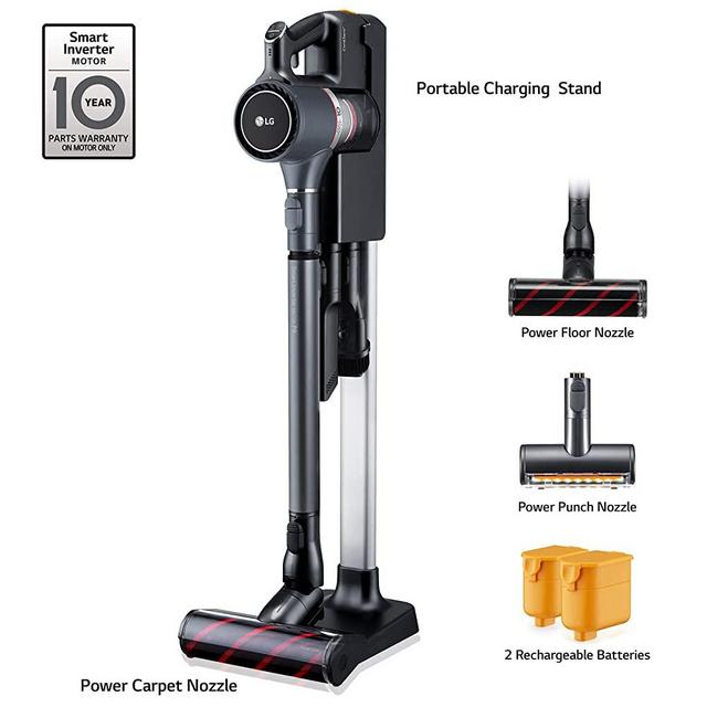 LG Cordzero A9 Ultimate, Cordless Stick Vacuum Cleaner with Two Batteries, for Hard-Floor, Carpet, Couch, Mattress, Car (A907GMS), Matte Grey