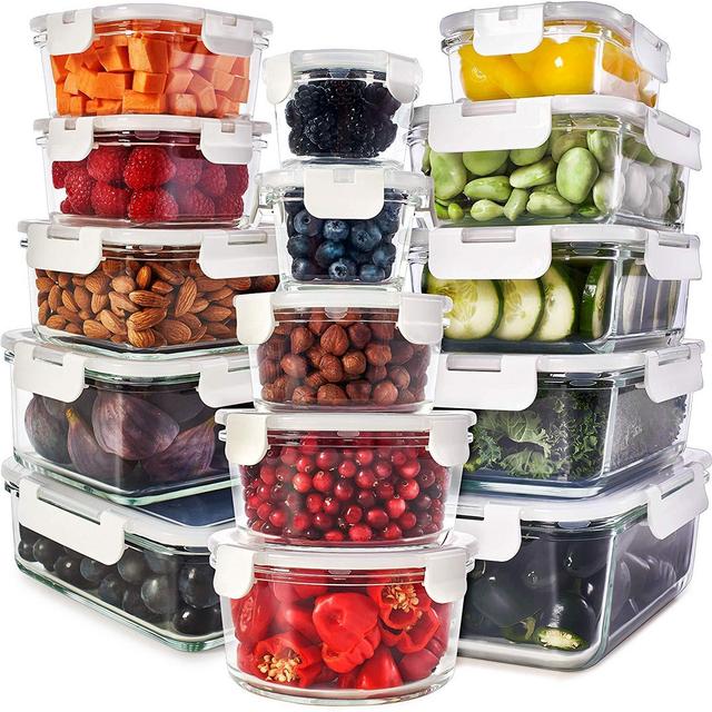 Glass Food Storage Containers with Lids - Glass Meal Prep Containers Glass Containers For Food Storage with Lids 30 Pcs. Glass Storage Containers with Lids Glass Food Containers Glass Lunch Containers