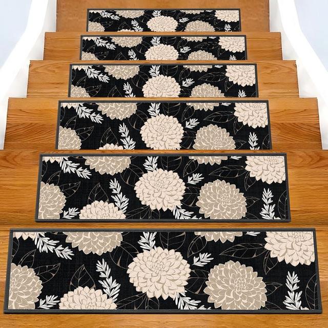 Non-Slip Carpet Stair Treads 15PCS, 8"x30" Peel and Stick Stair Runner for Wooden Steps Indoor, Washable Reusable Adhesive Backing, Pet-Friendly Safety Mats for Kids, Elders, Dogs