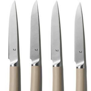 Material, The 5pc Stainless Steel Steak Knives Set, 4 Knives + Holder, Razor Sharp, Matte Finish, Dishwasher Safe, Morel