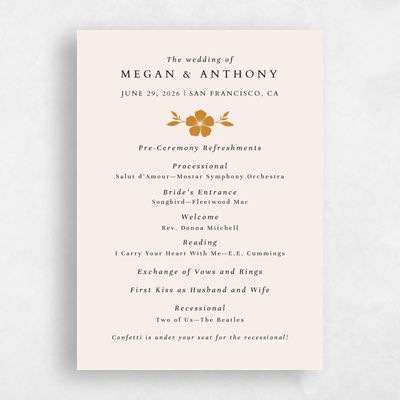 Beige Wedding Program - Maldives