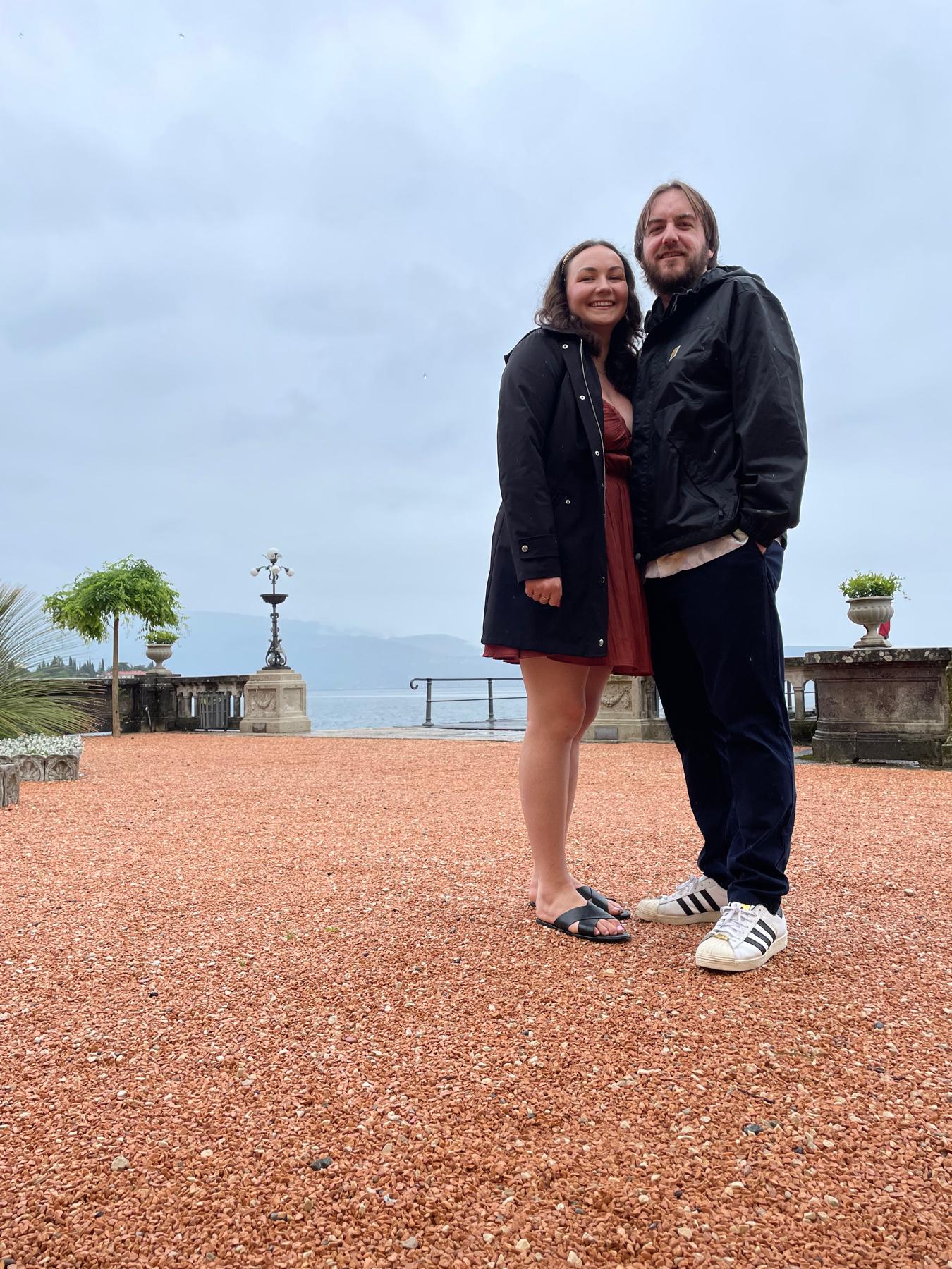 Taken on Michelle's phone to document our rainy day outfits on our first day in Gardone Riviera... little did she know there was a ring in Matt's pocket