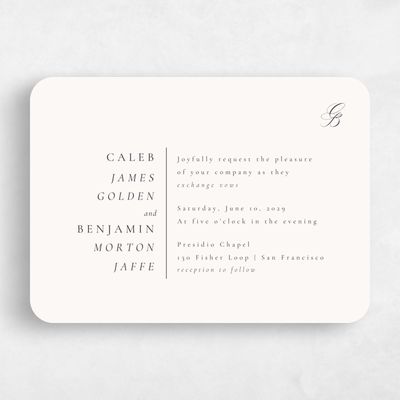 Beige Rounded Wedding Invitation - Twila Landscape
