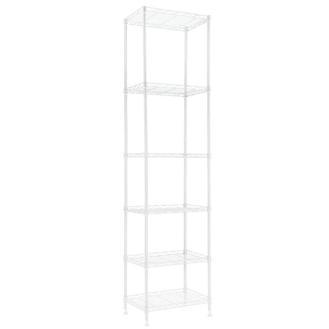 6 Wire Shelving Steel Storage Rack Adjustable Unit Shelves for Laundry Bathroom Kitchen Pantry Closet (White, 16.6L x 11.6W x 63H)
