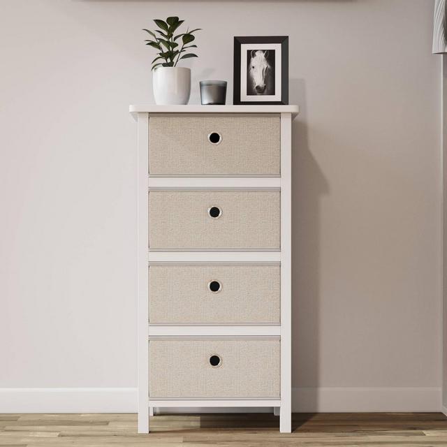 Four Drawer Fabric Storage Chest White/Stone - Brookside Home