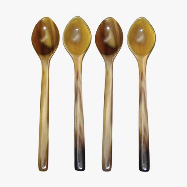 Horn Handcrafted Condiment Spoons, Set of 4