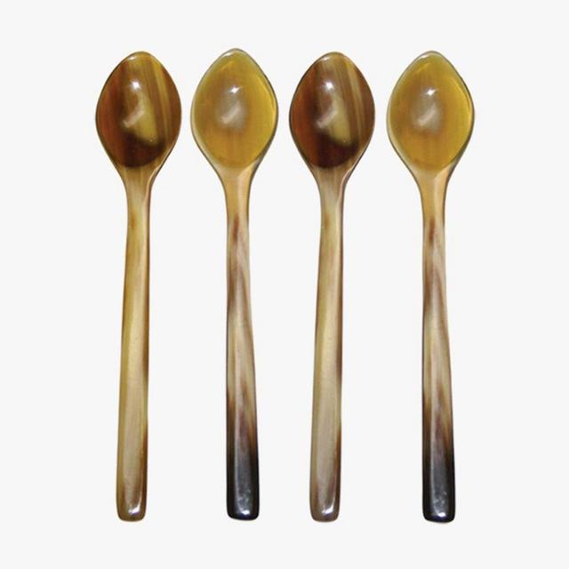 Horn Handcrafted Condiment Spoons, Set of 4