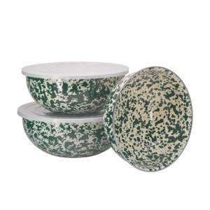Splatter Covered Multi-Purpose Bowl Set - Green and Cream Splatter