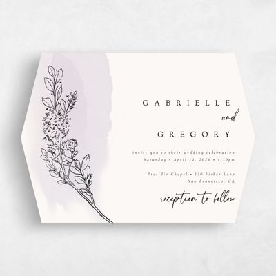 Purple Diamond Wedding Invitation - Lorraine Landscape