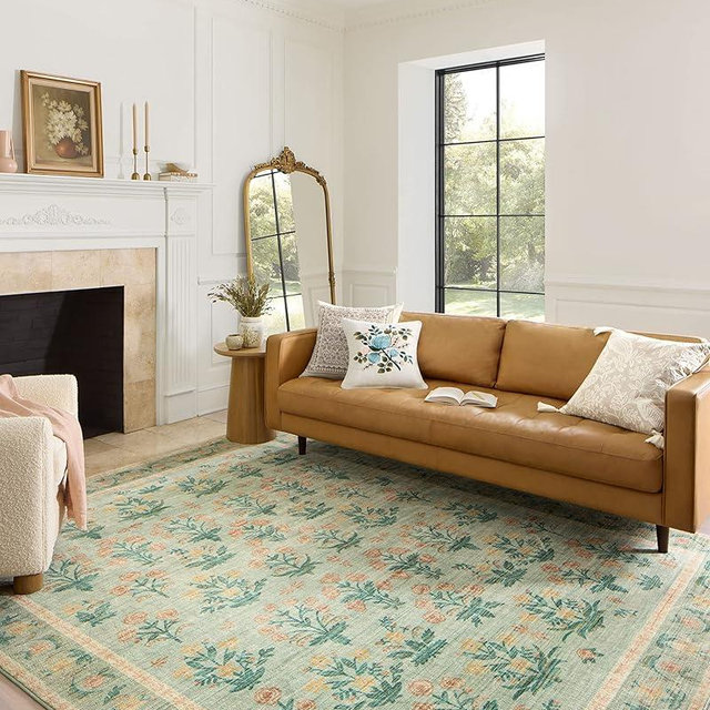 Rifle Paper Co. x Loloi Eden Collection EDE-01 Mughal Rose Moss 5'-0" x 7'-6" Area Rug