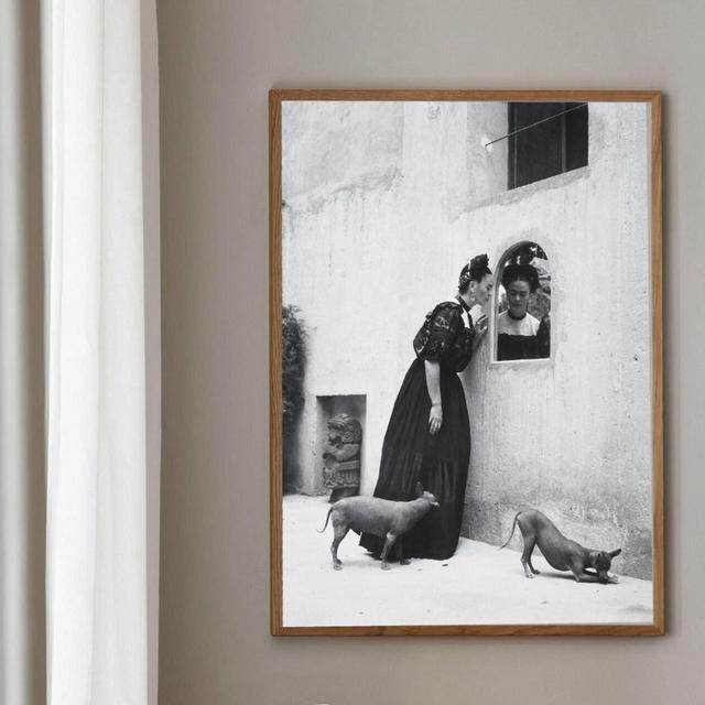 Rare Frida Kahlo with pets Print, Vintage...