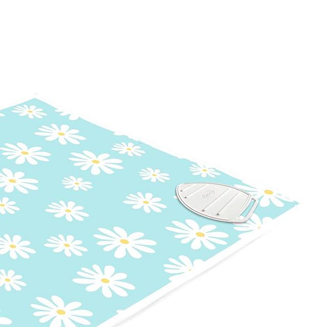 Encasa Homes Ironing Mat/Pad (Large 47 x 28 inch) with 3mm Padding & Silicone Iron Rest for Steam Pressing on Tabletop or Bed - Heat Resistant, Portable, Quilting & Travel Blanket - Daisy Blue