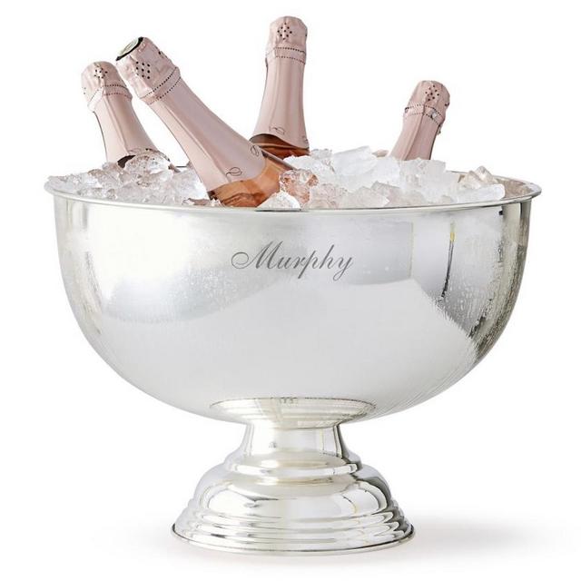 Silver Last Name Celebration Wine Bowl