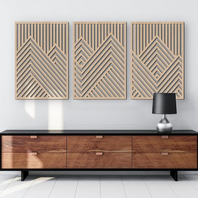 3 Wood Wall Art Panels (Maple, Large size)